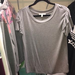 Grey Ruffle Sleeve T-shirt